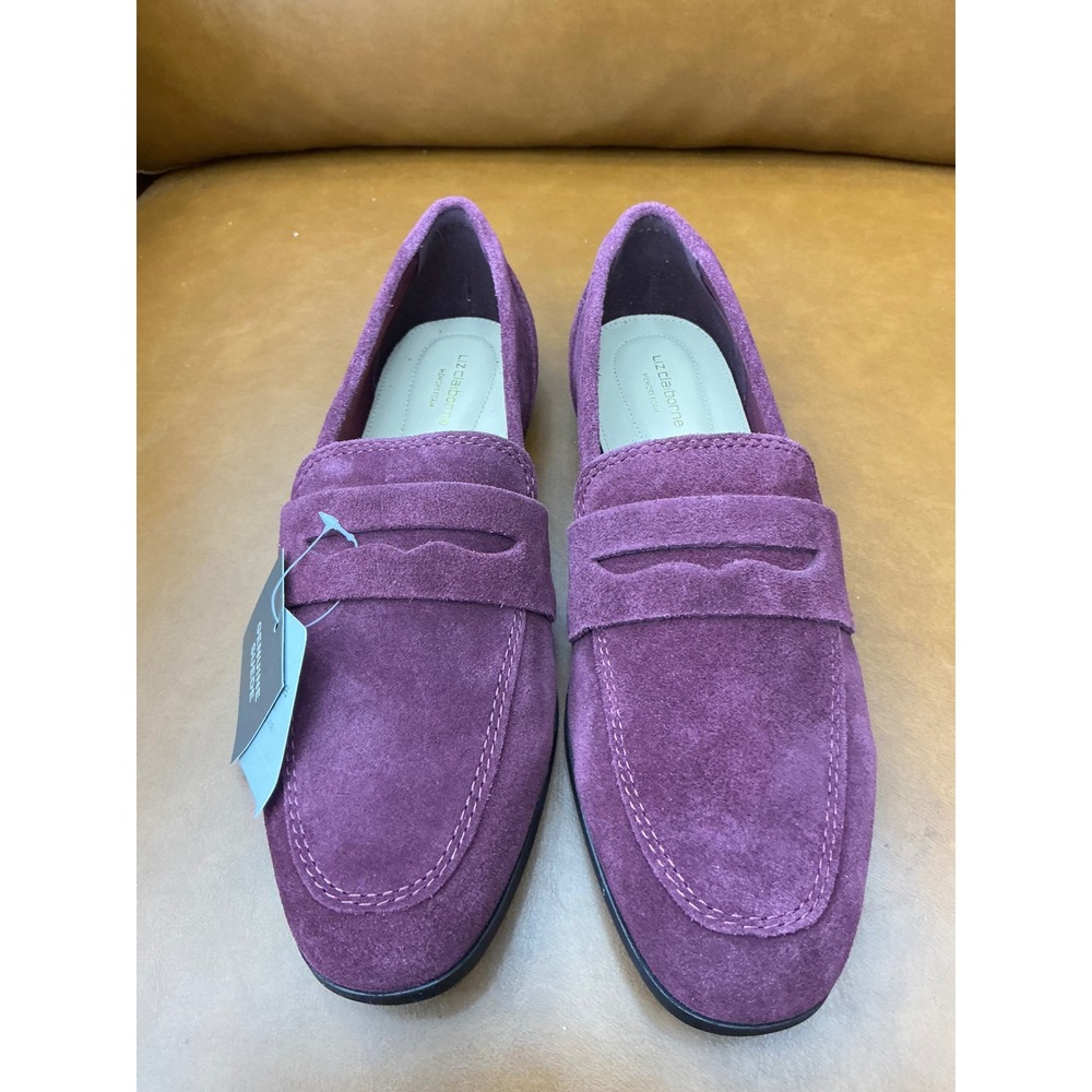 Liz Claiborne Inca Penny Loafers Womens 7.5 Wine New Suede Memory Foam Flats - Picture 3 of 8